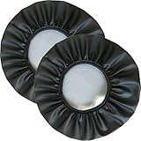 Hockerbezug Rund 2 Stück wasserdichte Bezug Für Barhocker Stuhlhussen PU Sitzkissen Bürostuhl Hocker Bezug Sitzkissenbezug Für Esszimmerstühle Runder Hocker(Black,40x40 cm Set of 2)