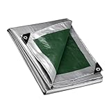 Wiltec wetterfeste Abdeckplane grün grau, wasserfeste Plane mit Ösen 3 x 2 m, PE Plane 120 g/m², UV-resistente Gartenplane, robuste Schutzplane