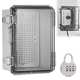 Anschlussdose Wasserdicht IP66, Verteilerkasten Aufputz, ABS Elektrisches Anschlusskästen, Außenverteilerdose, Transparentes Schaltschrank Außen mit Wandmontagezubehör Und Schloss, 220 * 170 * 110mm