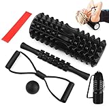 QOUBNIC Faszienrolle, 5-in-1 Massage Set Foam Roller Faszienrolle Massage Roller, Schaumstoffrolle für Yoga Pilates Sport