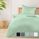 Beautissu 2tlg Seersucker Bettwäsche 135x200 cm Sommer & Kopfkissen Bezug 80x80 cm – Bügelfrei Bettwäsche-Sets Bettbezug Sommerbettwäsche 135x200 – Hautfreundlich Bettwaren & Bettwäsche Grün – Meline
