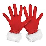 NICEYEA Damen Weihnachtenhandschuhe Winter Warm Santa Rot Samt Handschuhe Party Fäustlinge Samt Cosplay Finger Handschuhe Weihnachten Frauenhandschuhe Weihnachtsfrau Kostüm Zubehör, Einheitsgröße