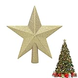 VIKY Glitzer Weihnachtsbaumspitze Stern,Christbaumspitze 20cm,Gold Christmas Decorations,Sterne Plastik Christmas Tree Topper,Stern Weihnachtsbaumspitze für Weihnachten Dekoration,Silvester Party Deko