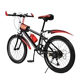 20 Zoll Mountainbike Feuerrot Carbonstahl-Rahmen 85kg Tragkraft - Kinderfahrrad ab 6 Jahre mit 7-Gang-Schaltung & Dual-V-Brake, Allwetter-Reifen Kinder Fahrrad für Jungen/Mädchen