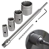 awagas Beton Trocken Bohrkronen Set 6 Stück Ø 30 40 50 68 mm Kernbohrer mit 320 mm Rundgriff SDS Plus Schaft Hohlbohrkrone Set für Betonziegel Zement Steinwand Klimaanlage Mauerwerk Fliese