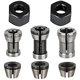 8 Stück Spannzangen Set, Oberfräse Zubehör für Einhell Katsu Makita Bosch Dewalt, 6 Klemm-Adapter (6 mm, 6,35 mm, 8 mm) + 2 Muttern für Graviermaschine
