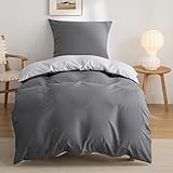 BEDSURE Bettwäsche 135x200 2teilig Grau/Anthrazit- Bettwäsche-Sets Bettbezug 135 x 200 cm mit 1 Kissenbezug 80x80 cm, Oeko-TEX Wendebettwäsche Bedding mit Reißverschluss