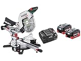 Metabo KGS 18 LTX BL 305 Akku-Kappsäge (18V 2x8Ah LiHD- Ladegerät ASC 145, mit Zugfunktion, Klasse M, robuste Bauweise) 614305810
