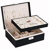 ADEL DREAM Schmuckkästchen Damen Mädchen Schmuckaufbewahrung Reise rechteckig klein Schmuckbox Schmuckkasten für Ringe Ohringe Halskette Mehrere Farben schwarze