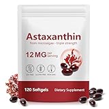 Astaxanthin 12 mg Depot Softgel –120 Kapseln–100% Natürlich Aus Algen, Trank für Haut, Immunsystem - Vegan & Frei von Allergenen