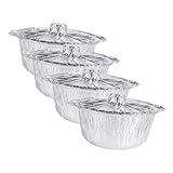 ibasenice 4 Stück Teiliges Einweg aluminiumfolie Tragbare Einweg aluschalen mit Deckel Hitzebeständig Vielseitig Einsetzbar für Grill Picknick Haushalt und Catering