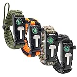 Avagiaforu 4 Stück Überlebensarmband, 5 in 1 Paracord Armband mit Feuerstein + Kompass + Pfeife + Schirmseil + Mini-Säge, Outdoor Survival Kit für Herren Damen, zum Outdoor-Aktivitäten