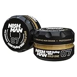 NISHMAN Haarstyling Wachs Für Männer 07 – Gold One 150g – Gold-One Duft – Natürlicher Glanz-Look – Starker Halt – Herren Haar-Gel Aqua Wachs – Langanhaltende Kontrolle und Definition