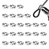 25 Stück Professionelle Seilklemmen 8 mm, Aluminiumklemmen Würgeklemmen, Doppelte Crimphülsen aus Aluminium, Pressklemmen Rostfrei für Kabelbinder, Expansionskabel Planen Seile Kabel aus Gummi