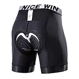 NICEWIN Radunterhose Herren mit Sitzpolster Radlerhose Unterwäsche 4D Gepolsterte Fahrradhose Kurz Atmungsaktive schnelltrocknende stoßfeste Herren Fahrrad Unterhose, XL,Schwarz