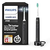 Philips Sonicare 3100 elektrische Zahnbürste, Schallzahnbürste, Andruckkotrolle und Timer, Schwarz, HX3671/14