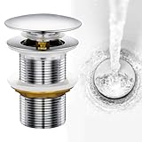Fousenuk Ablaufgarnitur Waschbecken, Ablaufventil für Waschbecken und Waschtisch, Abflussgarnitur Ohne Überlauf, Pop Up Ventil Abfluss Waschbecken aus Edelstahl, Waschbeckenstöpsel Abflussstopfen