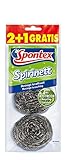 Spontex Spirinett Edelstahlspiralen, ideal für hartnäckigen Schmutz in Töpfen und Pfannen, aus rostfreiem Recycling-Edelstahl (1 x 3 Stück) | 3 Stück (1er Pack)