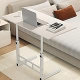 Höhenverstellbarer kleiner, tragbarer Stehpult mit Rollen, mobiler Laptopwagen und mehrschichtiges Aufbewahrungsregal für Zuhause, Büro und Schlafzimmer, Weiß, 80 x 40 cm
