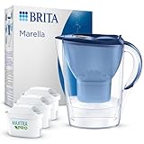 BRITA Wasserfilter Kanne Marella blau (2,4l) inkl. 3x MAXTRA PRO All-in-1 Wasserfilterkartusche – Filter zur Reduzierung von Kalk, Chlor, Blei, Kupfer & geschmacksstörenden Stoffen im Wasser