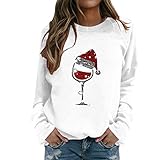 Generisch Weihnachtspullover Damen Lustig mit Led Große Größen Pulli Lose Langarmshirt Elegant Freizeithemd Lustige Sweater 2024 Bluse Weihnachtspulli Damen Ugly Weihnachten Pullover Damen