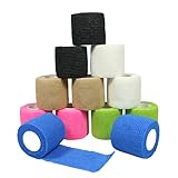 QiGui 12 Stück Selbsthaftend Elastische Verband 5cm x 4,5m - Wasserfestes, Staub und Schmutzabweisendes Pflasterband Flexible Haftbandage Verbandsmaterial Ideal für Sport und Erste Hilfe