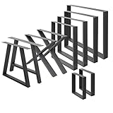 ECD Germany 2er Set Tischbeine aus Vierkantprofilen 60x72 cm Anthrazit, pulverbeschichtete Stahl, Industriedesign, Metall Tischkufen Tischuntergestell Tischgestell Möbelfüße für Esstisch Schreibtisch