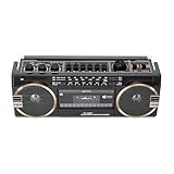 Lychee Tragbarer Kassettenrekorder, Vintage-Kassettenrekorder mit AM/FM/SW-Radio, eingebautem Lautsprecher, AC/DC, 3,5 mm Kopfhörerbuchse, unterstützt SD-Karte/USB-Eingang (Schwarz)