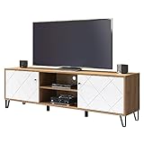 trendteam smart living - Lowboard Fernsehschrank Fernsehtisch - Wohnzimmer - Touch - Aufbaumaß (BxHxT) 183 x 56 x 40 cm - Farbe Artisan Eiche mit Weiß - 210232107