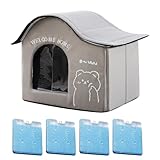 Kühlendes Katzenhaus im Freien – kleines Hundehaus Kühlunterstand – Haustierbedarf mit Eisboxen, faltbares Kätzchen-Zubehör, Nisthöhle für den Sommer, drinnen und draußen,
