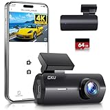 GKU 4K Dashcam Auto,Dash Cam Vorne,Dashcam mit integriertem WLAN,170° Weitwinkel,Nachtsicht,WDR,24H Parküberwachung,Loop-Aufnahme,G-Sensor,Mini Auto Kamera inklusive 64GB SD Karte (Schwarz)