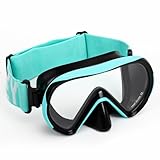 HIKOTEY Kinder Taucherbrille mit stoffband, Anti-Leck Schnorchelmaske Und elastischem Stoffband, Schnorchelmaske 180°Panorama HD Anti Nebel Anti-Leck Tauchmaske für 4-16 Jahre (Blau)