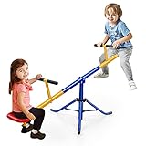 COSTWAY 2 Sitzer Schaukelwippe, Gartenwippe 360° drehbar, Kinder Wippe bis 60kg belastbar, Kinderwippe Metall Karussellwippe ideal für Kinder 3-8 Jahren