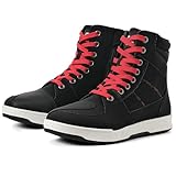 BORLENI Motorradschuhe Herren Sommer Motorradstiefel Männer lässige atmungsaktive motorrad sneaker reissverschluß mit Schaltpolster, Rutschfeste Sohle Powersportschuhe Schwarz, 42