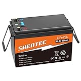 Shentec Lifepo4 200Ah Akku 12V Lithium Batterie 12v 200ah Integriertes 200A BMS, 5000+ Zyklen Max. 2560W Ausgangsleistung LiFePO4 Akku für Wohnmobile, Camping, elektronische Motoren, Boot