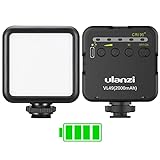 ULANZI Camera Light, VL49 Video Licht mit 2000mAh Akku, LED Videoleuchte 5500K Einstellbar, 3 Cold Shoe für Mikros und Lampen, Dauerlicht für Kamera Foto