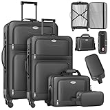 KESSER® Reisekoffer Set 4-teilig | Trolley Kofferset Stoffkoffer mit 3-Ziffern-TSA-Schloss, 360° Rollen & Teleskopgriff | Kosmetiktasche Handgepäck leichter Koffer & große Koffer für Business & Reisen