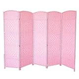 Handgefertigter Rattan-Raumteiler, faltbar, 4 Paneele, Sichtschutz für den Innenbereich, rosa Stil, 80 x 40 cm, 4 Stück