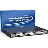 48-Port Gigabit PoE Switch Unmanaged mit 2X 1000Mbps Uplink SFP Port, VIMIN 50-Port PoE Ethernet Switch Unterstützt IEEE802.3af/at, 400W Leistung, Plug and Play, Metallgehäuse, Rack-Mount