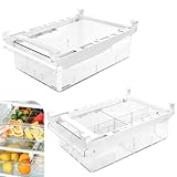CAREDGO 2 Stk Ausziehbare Kühlschrank Schubladen Organizer Kühlschrank Aufbewahrungsbox Kühlschrankbox Schublade Durchsichtig Schubladen Ordnungssystem Kühlschrank Behälter mit Griff für Gemüse Obst