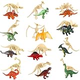 Dereine Dinosaurier Spielzeug Set - 24 Stück Mini Figuren, Skelett, Party Spielzeug für Jungen und Mädchen