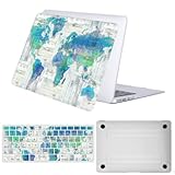 FFBOFFC Hülle Kompatibel mit MacBook Pro 16 Zoll 2020 2019 Freisetzung Modell A2141 mit Touch Bar Touch ID, Kunststoff Schutzhülle Hartschale & Tastaturabdeckung,Blaue Weltkarte