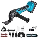 Akku Multifunktionswerkzeug für Makita 18V Akku,Multitool,Oszillierwerkzeug,600W Bürstenlos mit 2 x 3000mAh Akku,6 Gang 8500-22000RPM,4°Oszillationswinkel,zum Schneiden,Schnitzen,Bohren,Schleifen