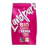 Landpark Bio Kaffee Crema 500g (1er Pack) - 100% Arabica Kaffeebohnen - Medium Roast - Säurearmer Bohnenkaffee - Fair Trade gehandelt