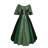 Mittelalter Kleidung Damen Maxikleid - Renaissance Kleider Damen mit Korsett Vintage Viktorianischen Abendkleider Prinzessin Mittelalterkleid Elegant Cocktailkleid Halloween Karneval Kostüm Partykleid