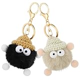 2 Stück Bag Charm Plüschanhänger Schlüsselanhänger plüsch Auto Schlüsselanhänger pompom Glücksbringer Frauen,Pocket Hug Taschenanhänger Damen,Mini Plüsch Figuren Schlüsselanhänger für Frauen Mädchen