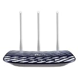 TP-Link Archer C20 Dual Band WLAN Router (300Mbit/s auf 2,4GHz + 433Mbit/s auf 5GHz, 4 10/100 LAN + 1 10/100 WAN Ports, unterstützt einfachen Gast-Netzwerk Zugriff und Kinderschutz) blau weiß