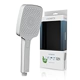 SCHÜTTE Handbrause HAWAII mit Antikalk-Noppen | Duschkopf mit komfortablem Druckknopf und 3 einstellbaren Strahlarten | Brausekopf Antikalk für die Dusche | Chrom/Hellgrau
