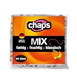 Chaps Kondome Mix Sortiment – Kondome 100 Stück in 5 verschiedenen fruchtigen Sorten für Abwechslung & Spaß, gefühlsechtes Kondom aromatisiert – dermatologisch getestet, Made in Germany