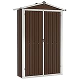 Gecheer Metall Gerätehaus Geräteschuppen Gartenhaus Schuppen Fahrradgarage Gartenschuppen Gartenschrank Metall Schrank Lagerschuppen Gerätehäuser Braun 116x45x175 cm Verzinkter Stahl